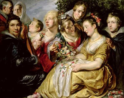 O Artista com a Família de seu sogro Adam Van Noort, c.1616 de Jacob Jordaens