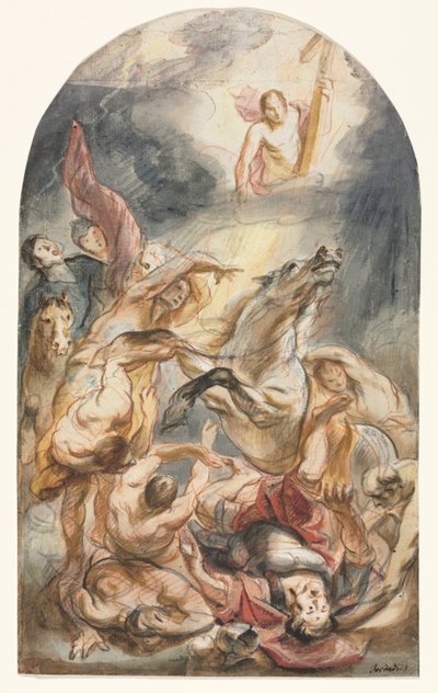 A conversão de Saul com Cristo e a cruz, c. 1645-1647. de Jacob Jordaens