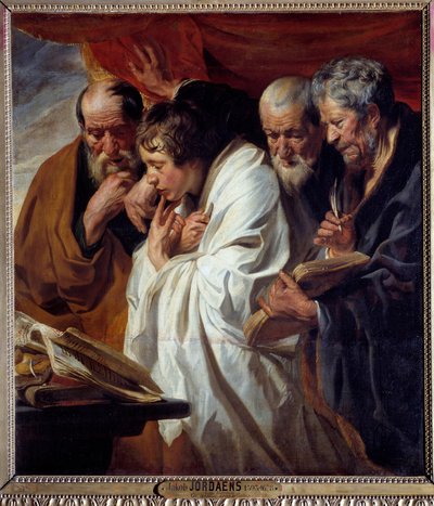 Os Quatro Evangelistas Pintura de Jacob Jordaens (1593-1678) Século XVII. Dim 1,34 x 1,18 m de Jacob Jordaens