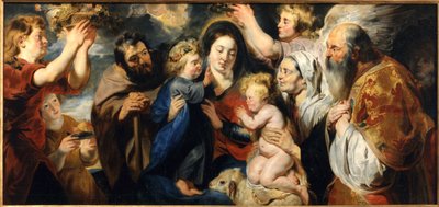 A Sagrada Família com o jovem João Batista e anjos, c. 1616-1617. de Jacob Jordaens