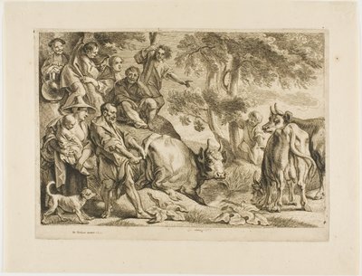 O mestre puxa a vaca para fora da vala pela cauda de Jacob Jordaens