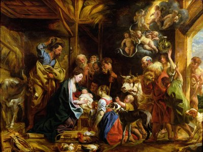 A Natividade (óleo no painel) de Jacob Jordaens