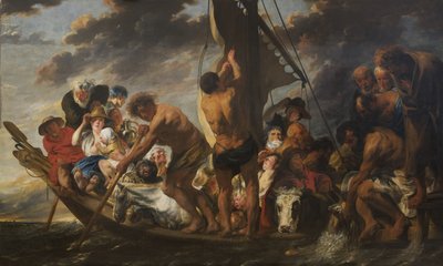 O dinheiro do tributo. Peter encontrando a moeda de prata na boca do peixe. Também chamado de "O Ferry Boat para Antuérpia" de Jacob Jordaens