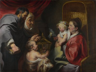 A Virgem e o Menino com os Santos Zacarias, Isabel e João Batista, c. 1620 de Jacob Jordaens