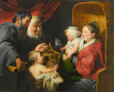 A Virgem e o Menino com São João e Seus Pais, c.1617-1618 de Jacob Jordaens