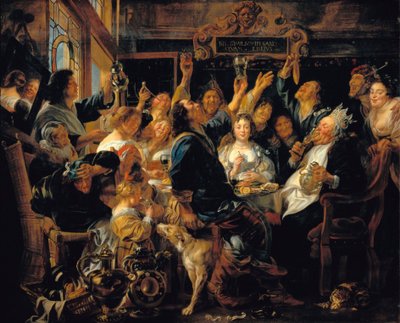 "A celebração do feijão rei" de Jacob Jordaens