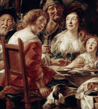 O rei bebe, detalhe (óleo sobre tela de Jacob Jordaens