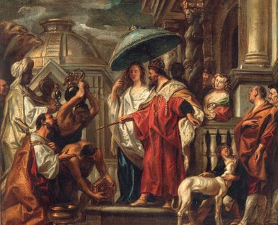 A homenagem do califa Harun al-Rashid a Carlos Magno, ca 1663. de Jacob Jordaens