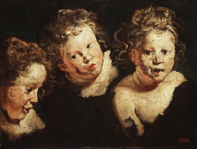 Três estudos da cabeça de uma criança de Jacob Jordaens