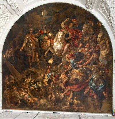 Um acampamento romano sob ataque noturno de Jacob Jordaens the elder