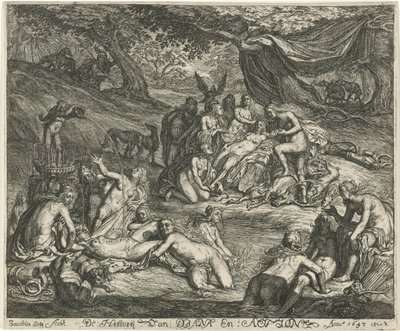 Diana descobre a gravidez de Callisto . A história de Diana e Acteon (título no objeto) de Jacob Lois