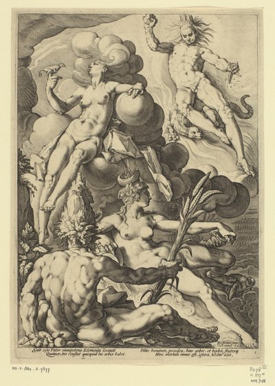 Os quatro elementos Representações mitológicas e alegóricas (título da série) de Jacob Matham (attributed to)