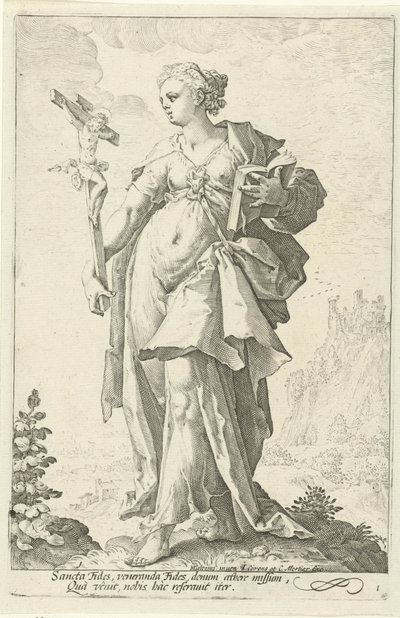 Fé (Fides) As virtudes (título da série) de Jacob Matham (attributed to)