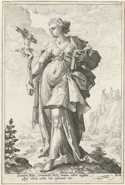 Fé (Fides) As virtudes (título da série) de Jacob Matham (attributed to)