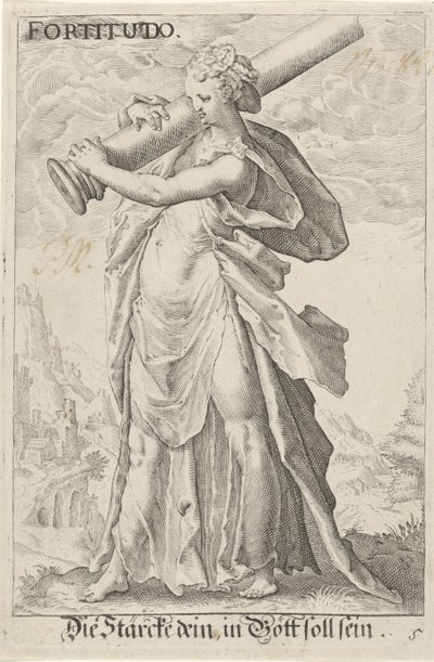 Kracht (Força) Força (título no objeto) de Jacob Matham (attributed to)