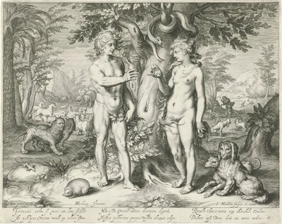 Adão e Eva no paraíso de Jacob Matham