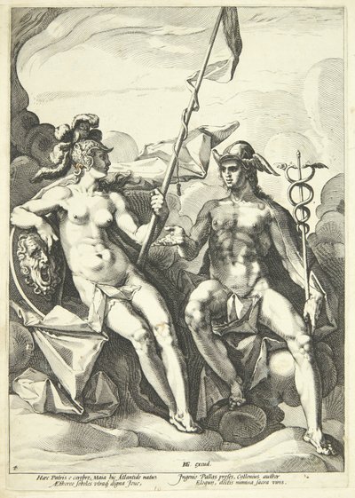 A Aliança entre Atena e Mercúrio (Hermathena) de Jacob Matham