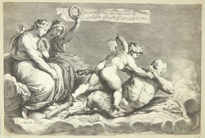 Cupido derrota Pan de Jacob Matham