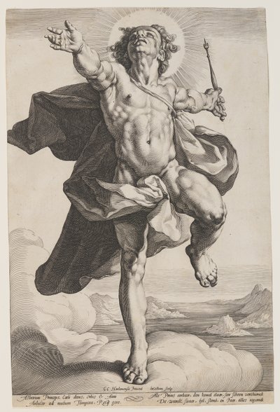 Apolo nas nuvens de Jacob Matham