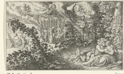 Baco e Ariadne como amantes de Jacob Matham