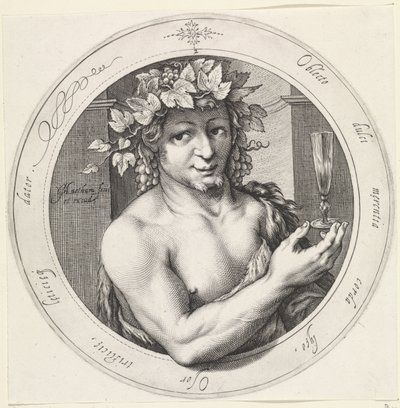 Bacchus met vidro
Vénus, Bacchus en Ceres (título da série) de Jacob Matham