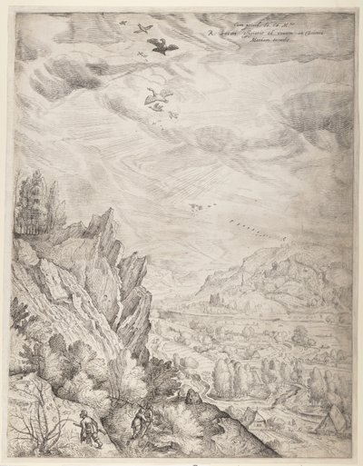 Paisagem boémia com casais e caçadores (prato da direita) de Jacob Matham