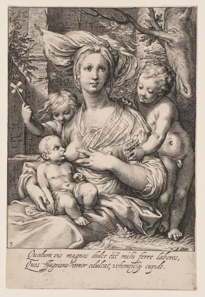 Caridade, de As Sete Virtudes de Jacob Matham