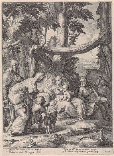 H. Família com Isabel, Zacarias e o menino João Batista de Jacob Matham