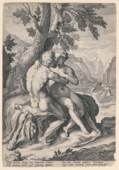 Hércules e Dejanira, de uma série dos Amores dos Deuses de Jacob Matham