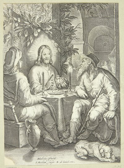Jesus e Emaús de Jacob Matham