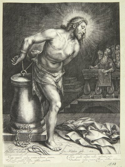 Jesus na coluna (depois da trança de pele) de Jacob Matham
