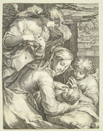 Virgem Maria com criança e dois anjos de Jacob Matham