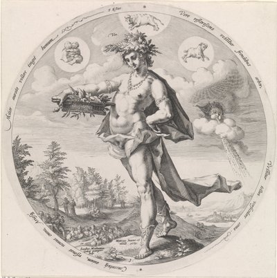 Primavera (longe) Ver (título no objeto) As Quatro Estações (título da série) de Jacob Matham