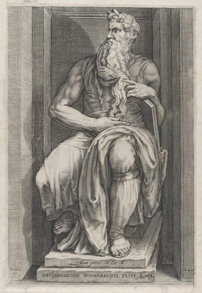 O Espelho Romano da Magnificência: Moisés segundo a escultura de Michelangelo, séc. XVI..., séc. XVI. de Jacob Matham