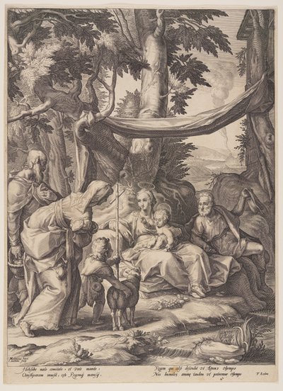 A Sagrada Família com os Santos Isabel, Zacarias e João de Jacob Matham