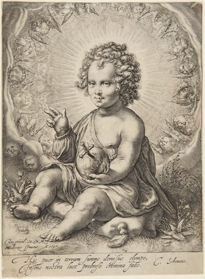 O Menino Jesus como Salvator Mundi de Jacob Matham