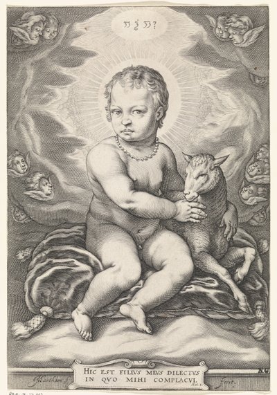 Menino Jesus sentado com cordeiro de Jacob Matham