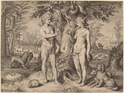 A queda do homem de Jacob Matham, after Hendrik Goltzius