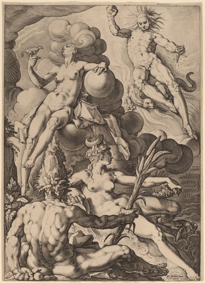 Os quatro elementos de Jacob Matham after Hendrik Goltzius