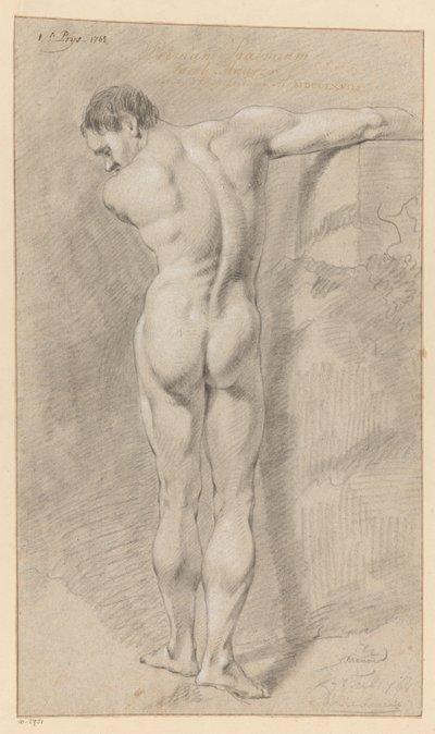Nu masculino em pé, visto por trás (1º prémio 1768) de Jacob Maurer