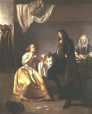 O interior de um bordel (óleo sobre tela) de Jacob Lucasz Ochtervelt