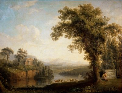 "Antiga paisagem com o túmulo de Phaethon", 1785.   de Jacob Philip Hackert