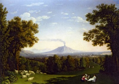 Paisagem com o Palácio de Caserta e o Vesúvio de Jacob Philipp Hackert