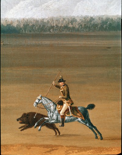 Ferdinand IV Hunting Wild Boar on the Cassano Estate Detail Painting by Jakob Philipp dit Hackert d