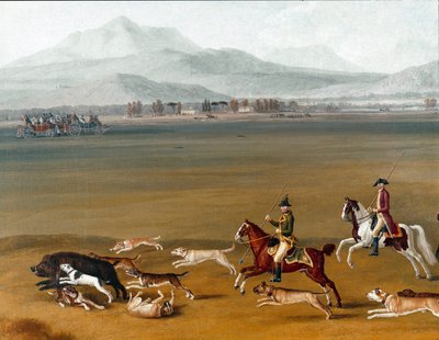 Ferdinand IV Hunting Wild Boar on the Cassano Estate Detail Painting by Jakob Philipp dit Hackert d