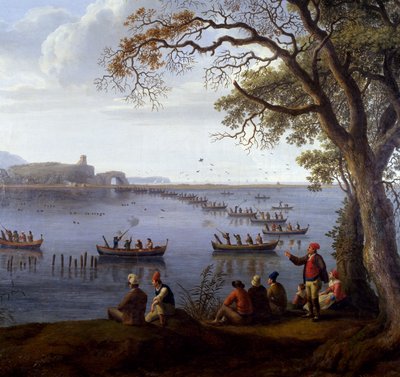 Ferdinand IV caçando galeirões no Lago Fusaro, de Jacob Philipp Hackert (1737-1807), Detalhe de Jacob Philippe Hackert