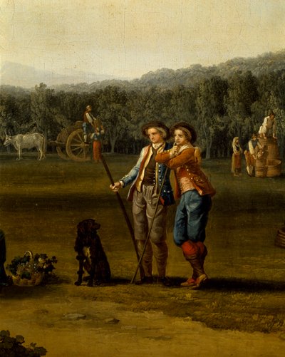 Colheita em Carditello, de Jacob Philipp Hackert, detalhe de Jacob Philippe Hackert