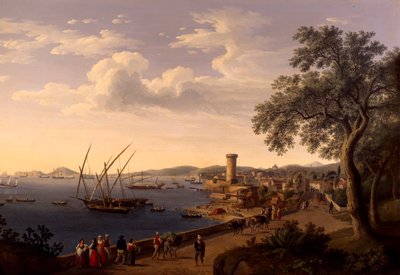 O Porto de Gaeta, o Cais e a Fortaleza, de Jacob Philipp Hackert de Jacob Philippe Hackert