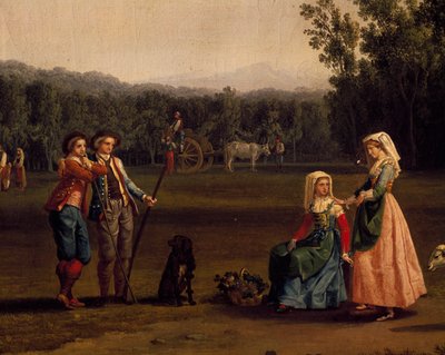 Viagem a Caserta royal estate (óleo sobre tela) de Jacob Philippe Hackert