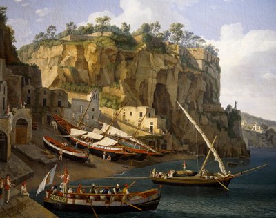 Vista da pequena marina em Sorrento (óleo sobre tela) de Jacob Philippe Hackert